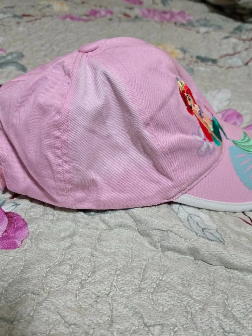 Disney The Little Mermaid Ariel Pink Embroidered Baseball Hat Cap Youth